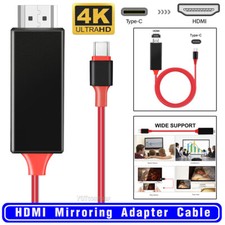 6FT USB C to HDMI Cable Type C Phone to HDTV HDMI Adapter Red For iPhone Samsung