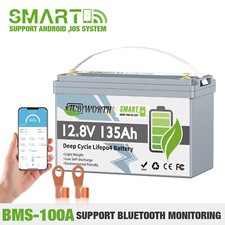 Batteria Bluetooth Litio 12V 135Ah LiFePO4 100A BMS Batteria Camper 15000+Cicli