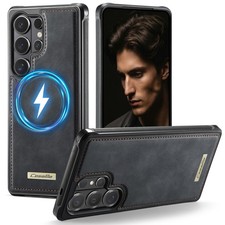 For Samsung Galaxy S26 Ultra S25 S24 FE S23 Magnetic PU Leather Shockproof Case