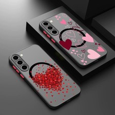 Magnethülle für Samsung S25 S24 S23 S26 Ultra A55 A16 A17 Handy Herzmotiv Cover
