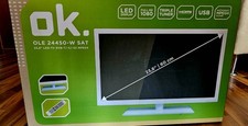 NEU in OVP: ok. OLE 24450-W SAT LED-TV | 24 Zoll/60cm|Weiß mit edlem Glassockel