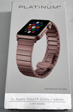Platinum Link Band Stainless Steel Strap Apple Watch Rose Gold 42mm 44mm