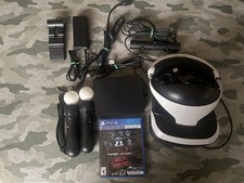 Sony PlayStation VR Headset Bundle w/ 2 PS Move Controllers & Game - Works!