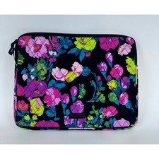 Vera Bradley Laptop Zipper Holder Floral Black Tablet iPad Sleeve Black Pink