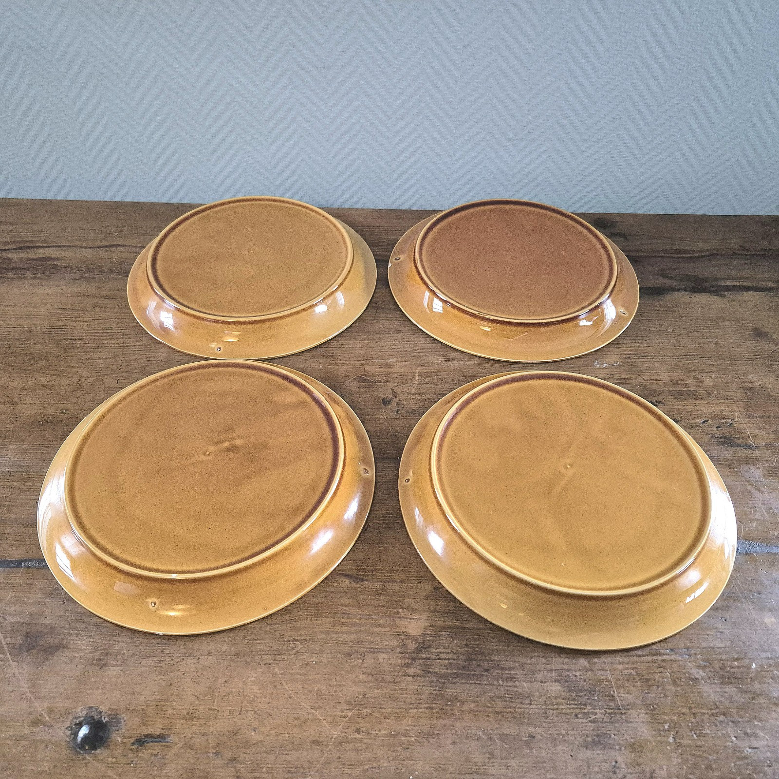 4-Pc Set France Divided Sushi Fondue Dishes Plates Stoneware RETRO Heavy 4 4-Pc Set France Divided Sushi Fondue Dishes Plates Stoneware RETRO Heavy
