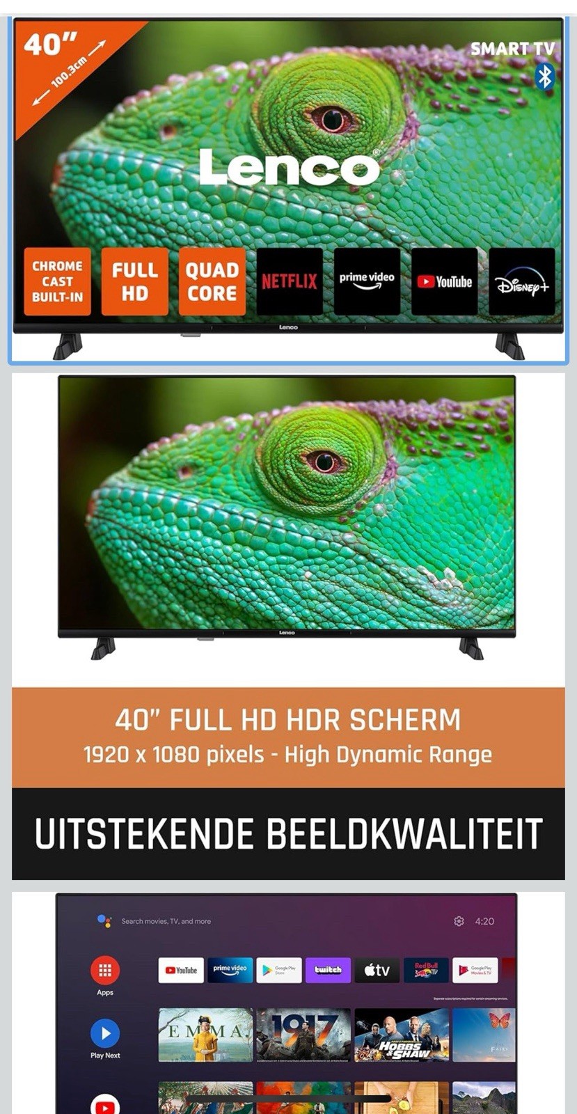 40 Android Smart TV, Full HD Lenco Zwart 1 40 Android Smart TV, Full HD Lenco Zwart