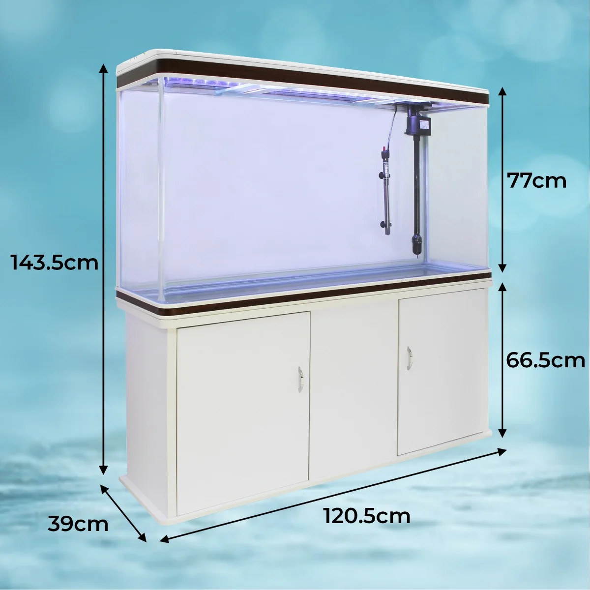 Acquario 300L con Armadietto Bianco e Kit con Fondale, Piante e Ghiaia Bianca 5 Acquario 300L con Armadietto Bianco e Kit con Fondale, Piante e Ghiaia Bianca