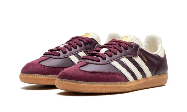 Adidas Originals Samba OG Women ID0477 Maroon Cream White Gold Metallic New 2 Adidas Originals Samba OG Women ID0477 Maroon Cream White Gold Metallic New