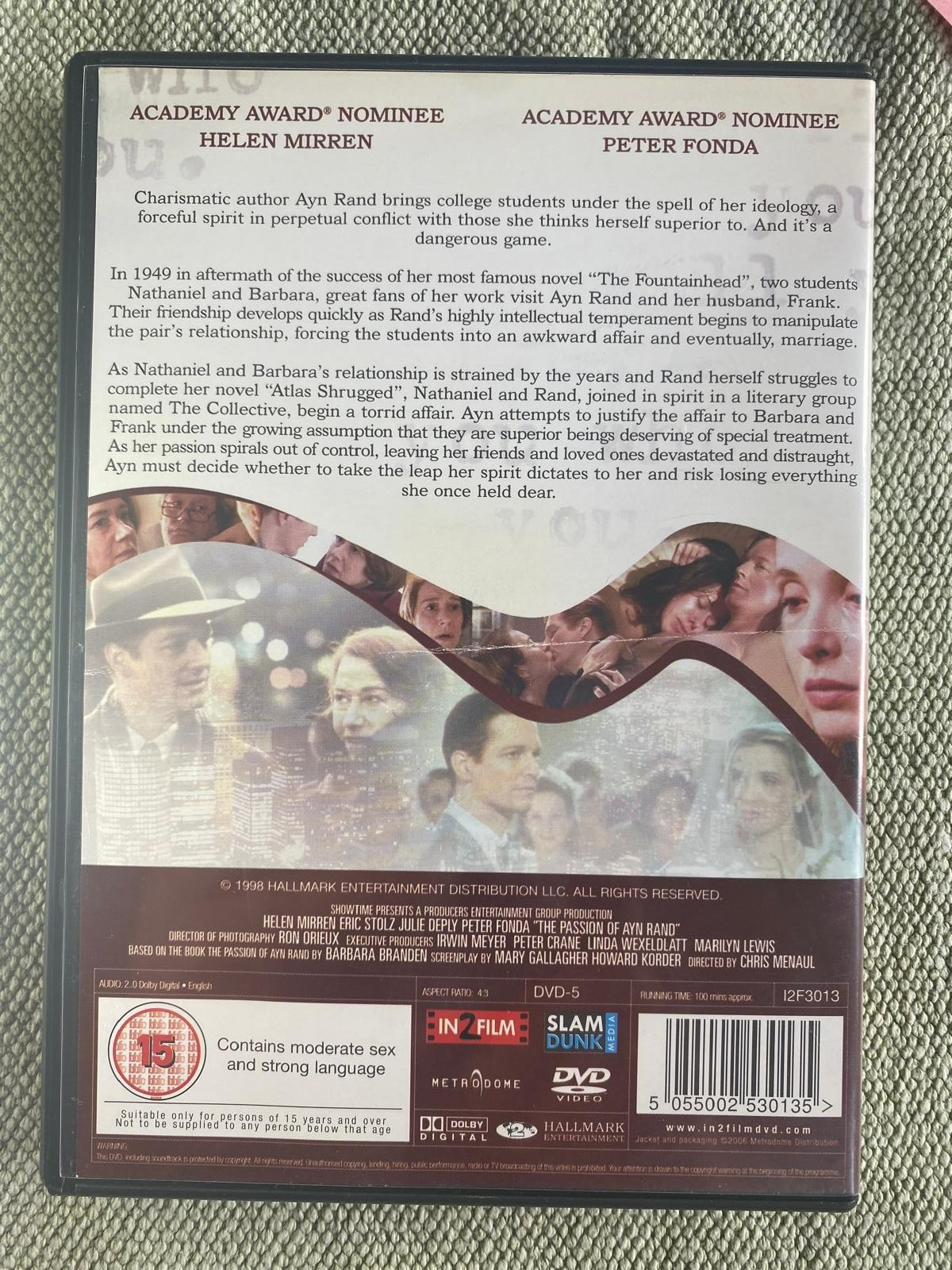 Ayn Rand The Passion of Ayn Rand DVD Helen Mirren Peter Fonda True Story Regio 2 2 Ayn Rand The Passion of Ayn Rand DVD Helen Mirren Peter Fonda True Story Regio 2