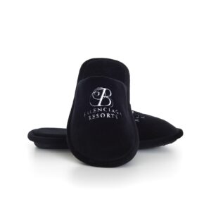 BALENCIAGA 550$ Resort Slippers - Logo Embroidery, Velours, Soft Mules