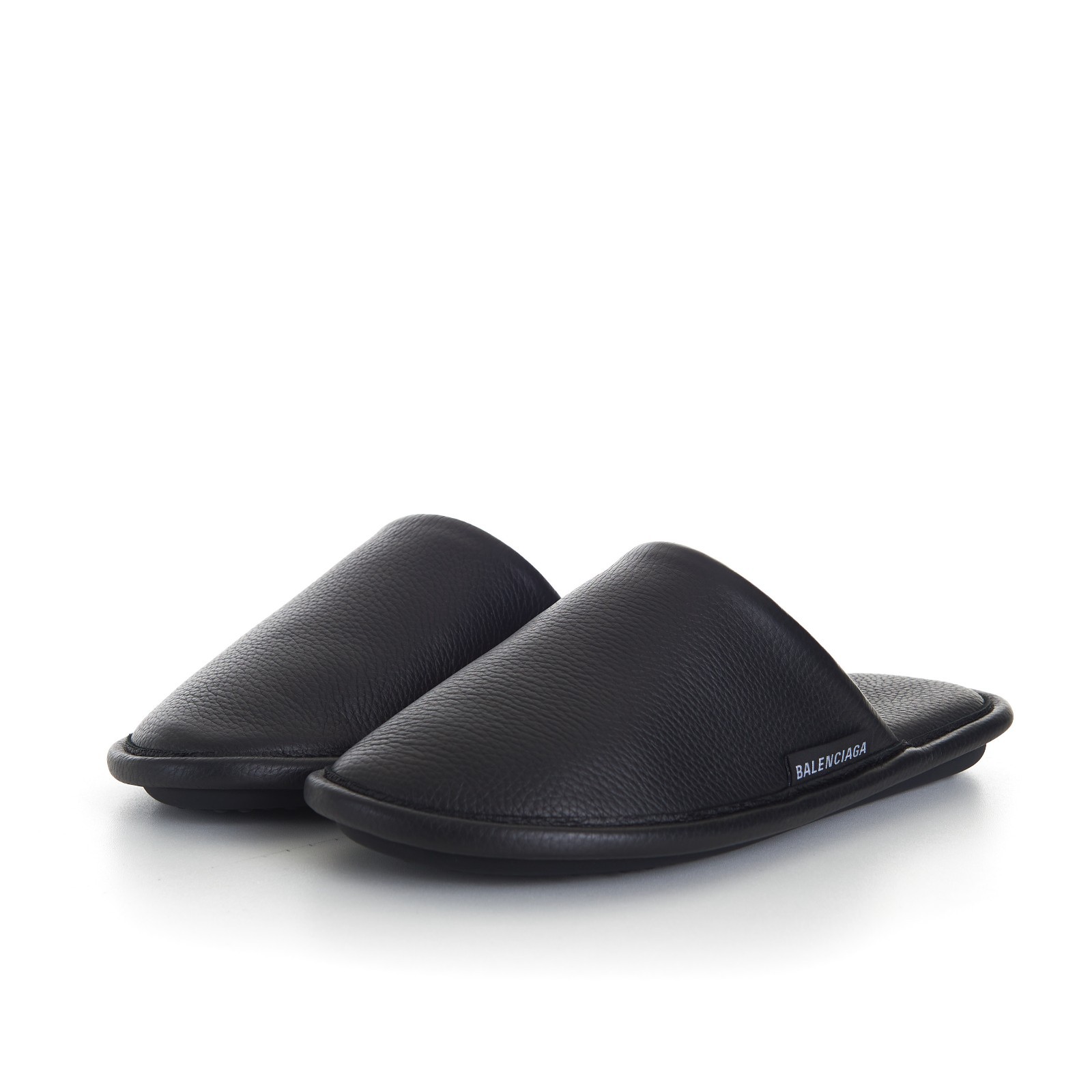 BALENCIAGA 595$ Mule Slippers - Logo Tag, Men's Black Leather 4 BALENCIAGA 595$ Mule Slippers - Logo Tag, Men's Black Leather