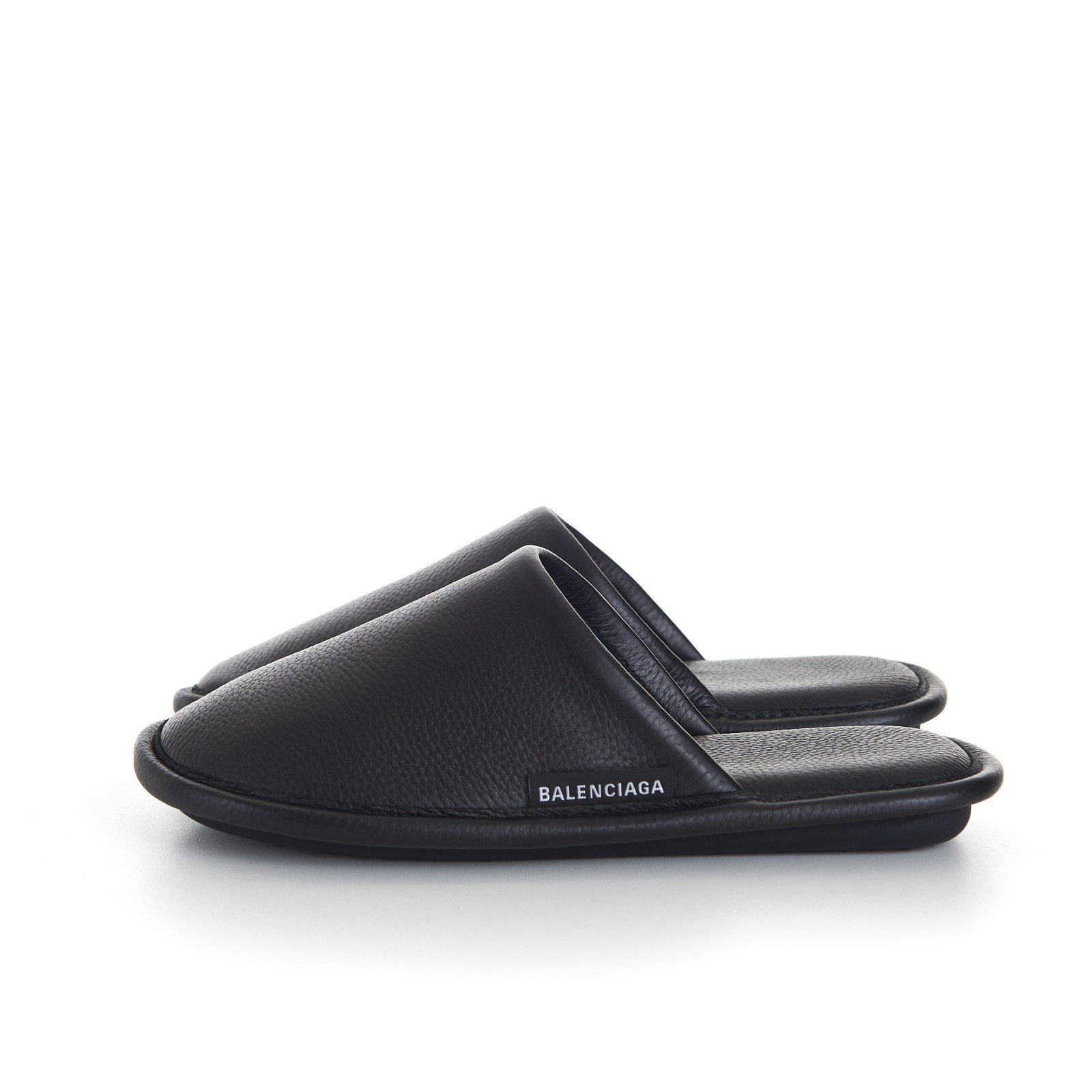 BALENCIAGA 595$ Mule Slippers - Logo Tag, Men's Black Leather 5 BALENCIAGA 595$ Mule Slippers - Logo Tag, Men's Black Leather