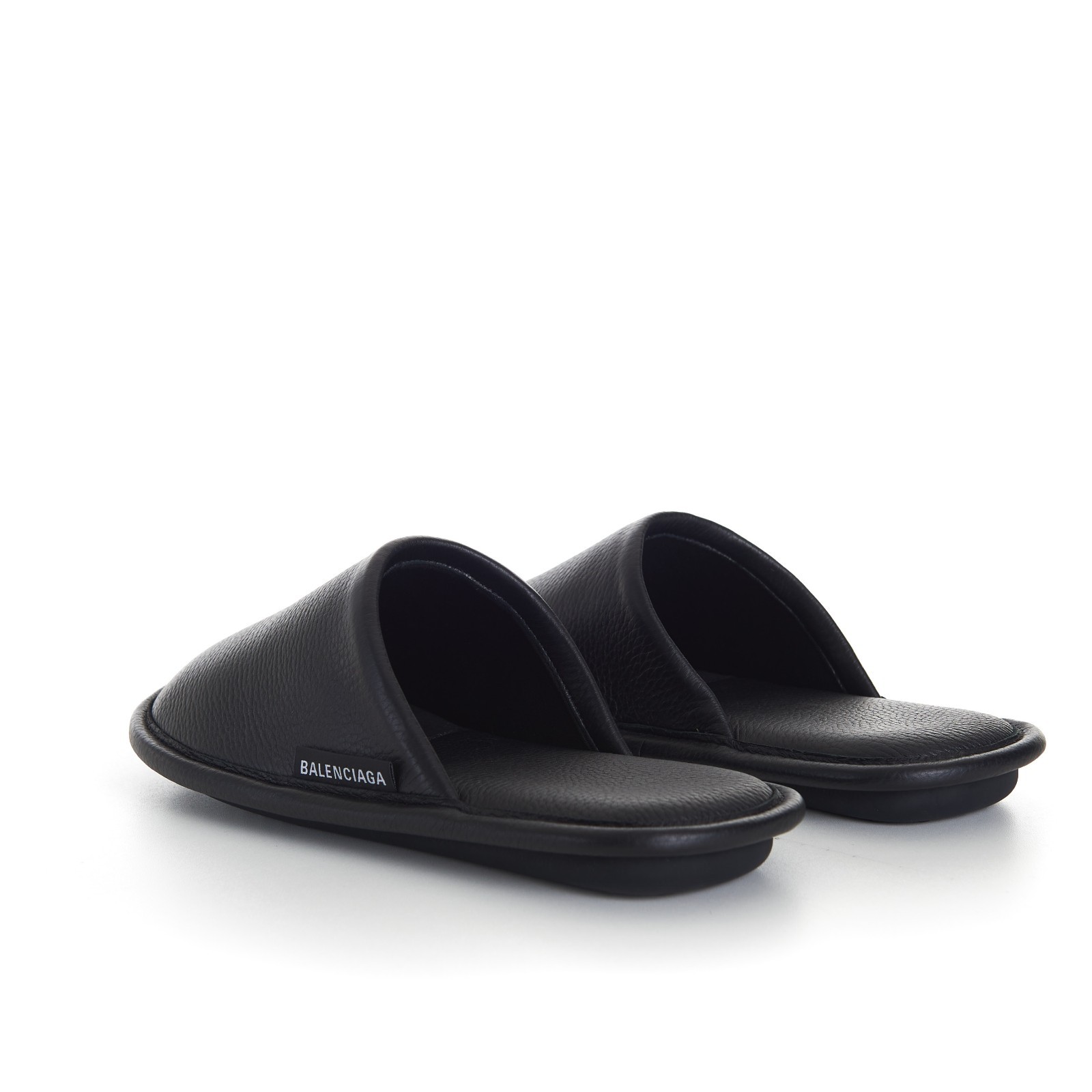 BALENCIAGA 595$ Mule Slippers - Logo Tag, Men's Black Leather 6 BALENCIAGA 595$ Mule Slippers - Logo Tag, Men's Black Leather