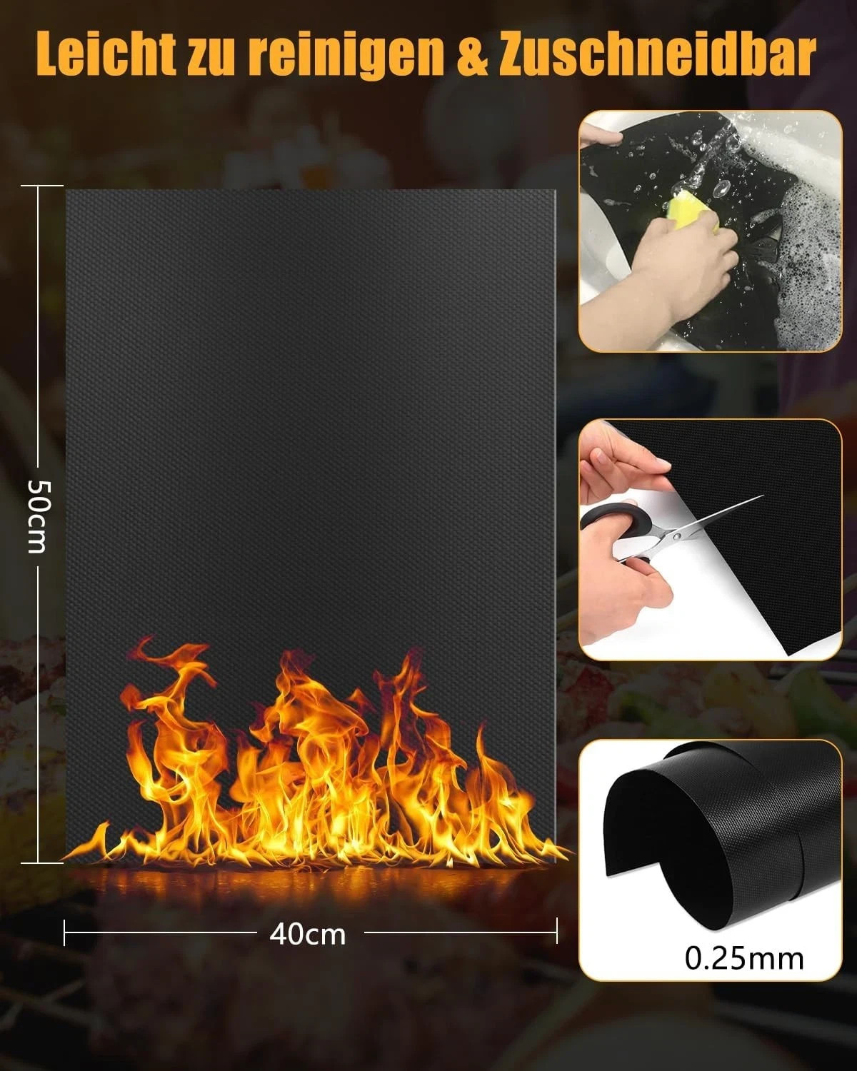 BBQ Grillmatte 5er Set 50 x 40 cm Teflon Antihaft Grillmatten Gasgrill 2 BBQ Grillmatte 5er Set 50 x 40 cm Teflon Antihaft Grillmatten Gasgrill
