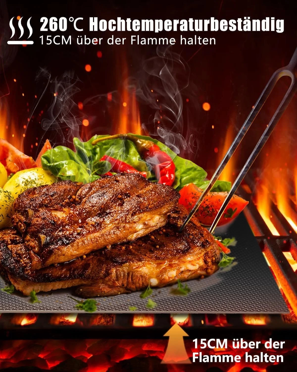 BBQ Grillmatte 5er Set 50 x 40 cm Teflon Antihaft Grillmatten Gasgrill 4 BBQ Grillmatte 5er Set 50 x 40 cm Teflon Antihaft Grillmatten Gasgrill