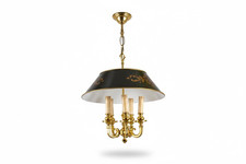 Bouillotte-Style Pendant Chandelier – Brass 6-Light with Tôle Shade