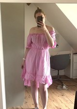 Dames zomerjurk roze broderie kant jurk one size 36-42 Forcyma