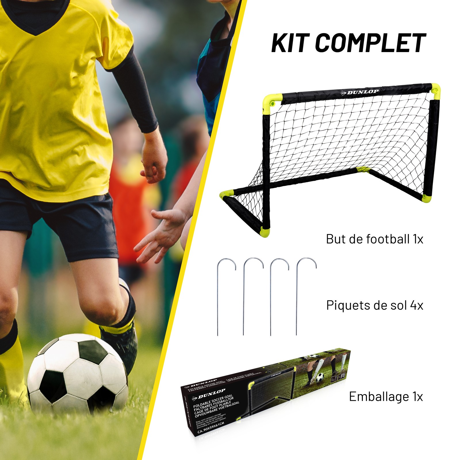 Dunlop Cage de Foot - But de Foot Enfant - Mini But Pliable et Montage Rapide - 8 Dunlop Cage de Foot - But de Foot Enfant - Mini But Pliable et Montage Rapide -