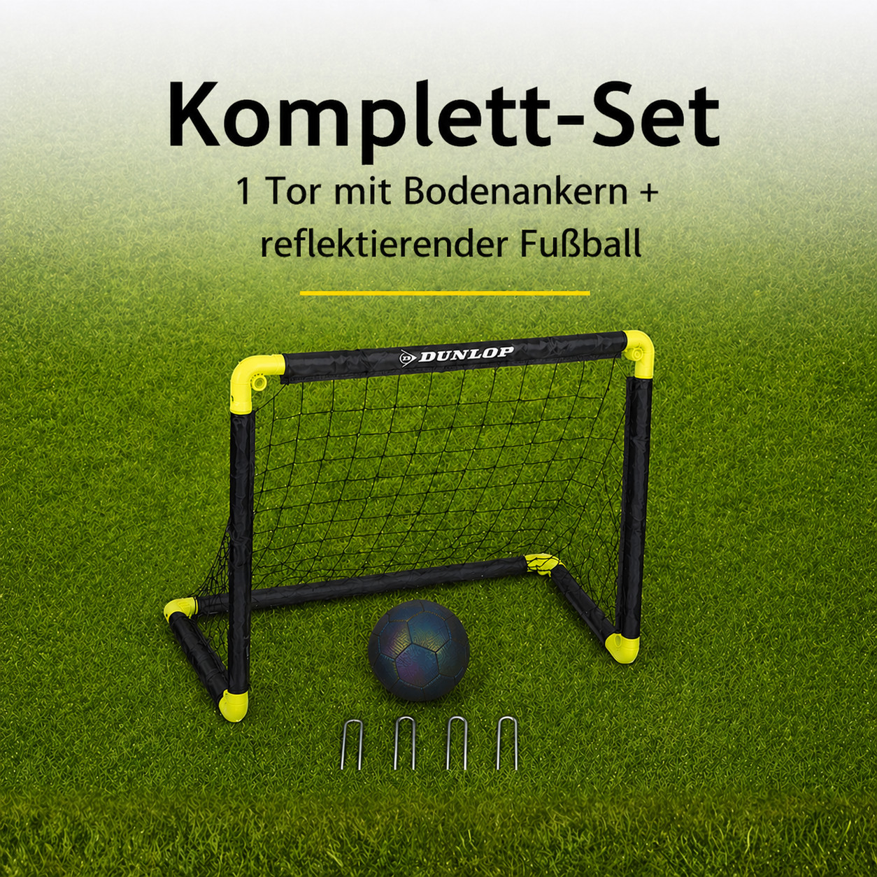 Dunlop Fußballtor und Leuchtender Ball Set - Fußball Trainingsmaterial - 90 x 59 2 Dunlop Fußballtor und Leuchtender Ball Set - Fußball Trainingsmaterial - 90 x 59