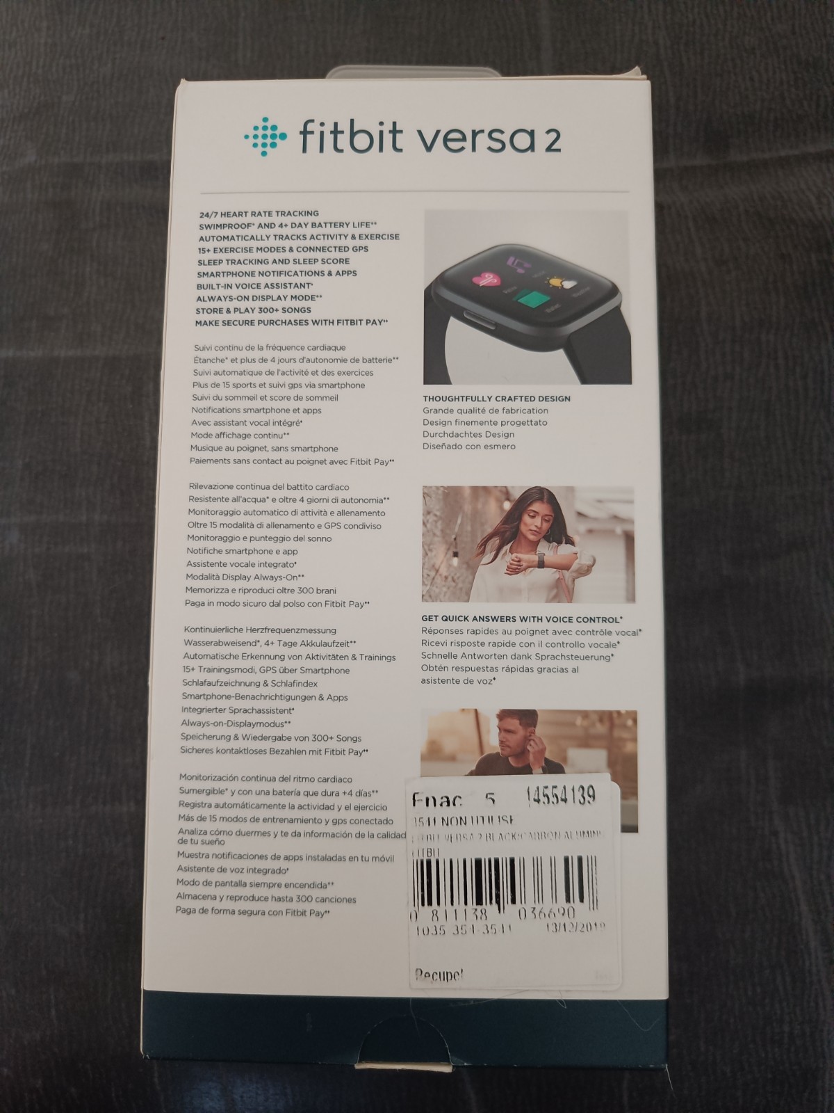 Fitbit versa 2 smartwatch, black, Carbon Aluminium Case, as good as new 2 Fitbit versa 2 smartwatch, black, Carbon Aluminium Case, as good as new