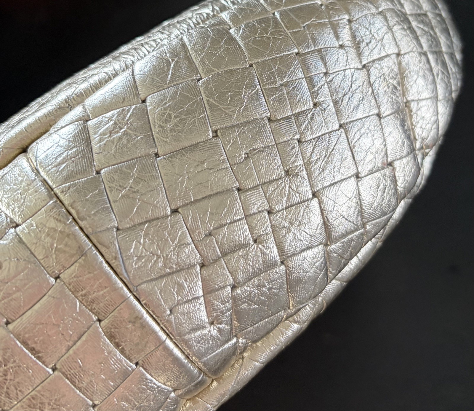 Handbag gold Bottega Gevlochten Handtas goud leer 3 Handbag gold Bottega Gevlochten Handtas goud leer