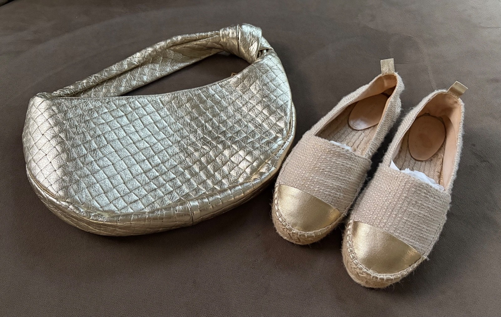 Handbag gold Bottega Gevlochten Handtas goud leer 6 Handbag gold Bottega Gevlochten Handtas goud leer