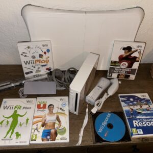 Nintendo wii home gym fitness bundle with balance board and games.