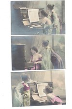 piano music female models playing risque fantasy glaor 6 postcards SE2606