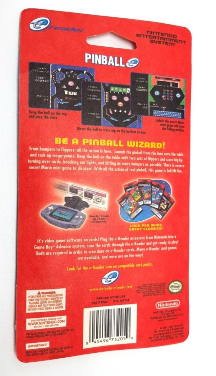 Pinball-e Nintendo e-Reader 5-Card Blister Sealed 2 Pinball-e Nintendo e-Reader 5-Card Blister Sealed