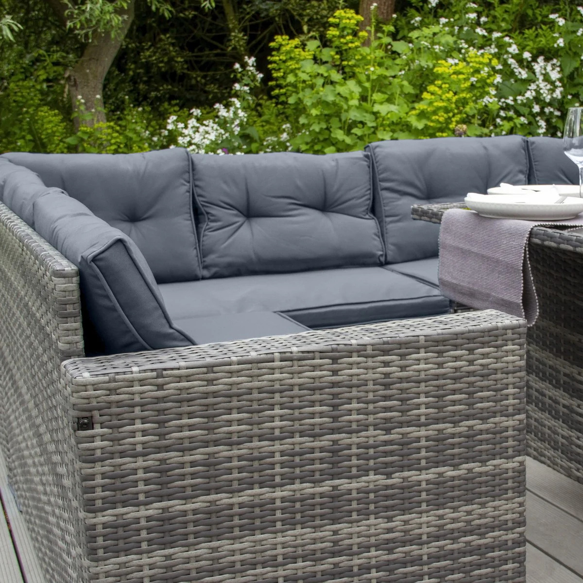 Rotan Hoekdinerset Tuinset Grijs 9-Persoons Loungeset L-Vormige Bank 6 Rotan Hoekdinerset Tuinset Grijs 9-Persoons Loungeset L-Vormige Bank