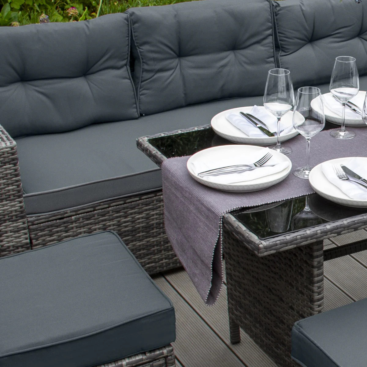 Rotan Hoekdinerset Tuinset Grijs 9-Persoons Loungeset L-Vormige Bank 8 Rotan Hoekdinerset Tuinset Grijs 9-Persoons Loungeset L-Vormige Bank