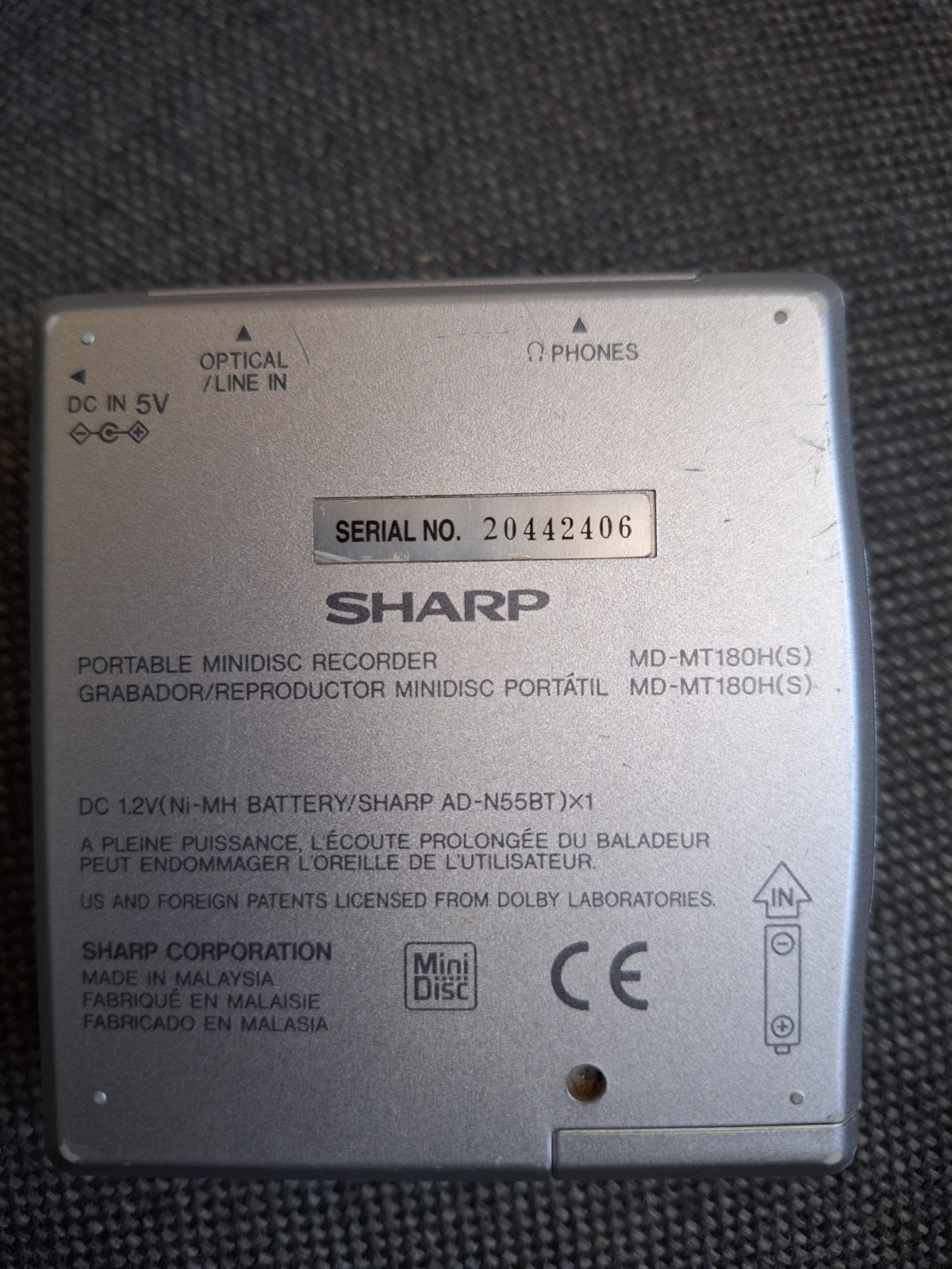 Sharp MD-MT 180 MD Player Recorder Portable HS For Parts 3 Sharp MD-MT 180 MD Player Recorder Portable HS For Parts