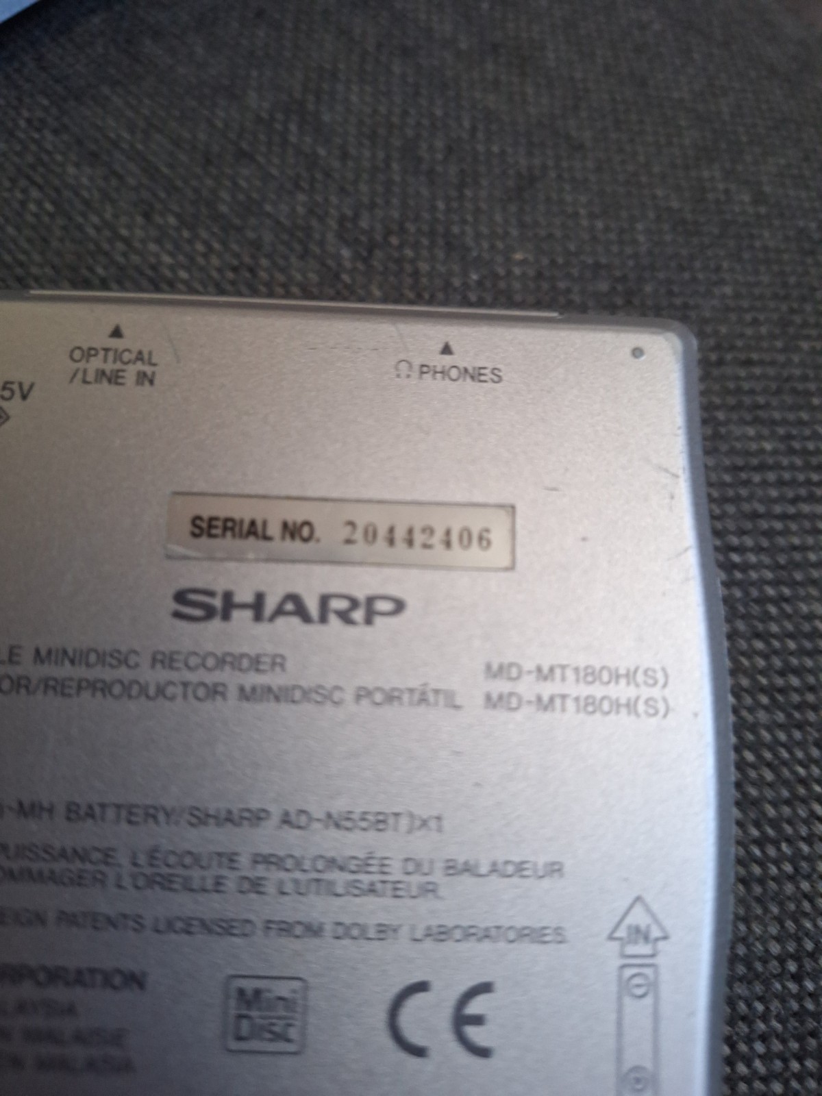 Sharp MD-MT 180 MD Player Recorder Portable HS For Parts 7 Sharp MD-MT 180 MD Player Recorder Portable HS For Parts