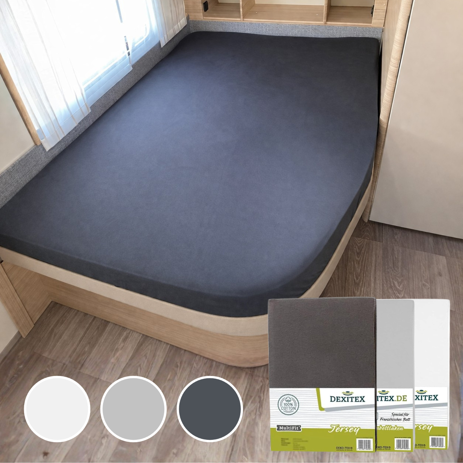Spannbettlaken Wohnmobil Französisches Bett Rechts 130-160x200 Jersey MultiFit 1 Spannbettlaken Wohnmobil Französisches Bett Rechts 130-160x200 Jersey MultiFit