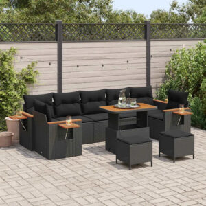 Tuin Sofa Set met kussen met opslag 10 pcs Poly riet Tuinmeubelen Tuinset vidaXL