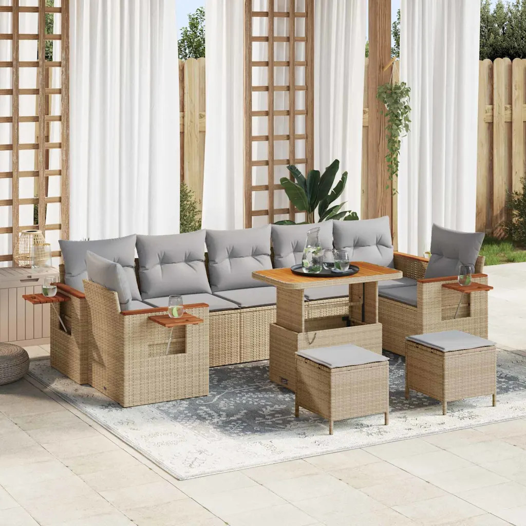 Tuin Sofa Set met kussen met opslag 10 pcs Poly riet Tuinmeubelen Tuinset vidaXL 4 Tuin Sofa Set met kussen met opslag 10 pcs Poly riet Tuinmeubelen Tuinset vidaXL