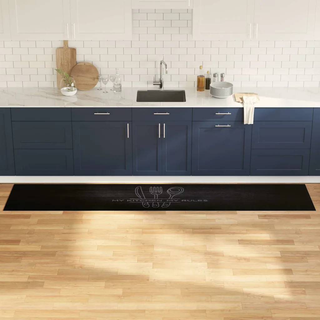 vidaXL Keuken Vloerkleed Bestek Zwart 300 x 60 cm Fluweel 1 vidaXL Keuken Vloerkleed Bestek Zwart 300 x 60 cm Fluweel