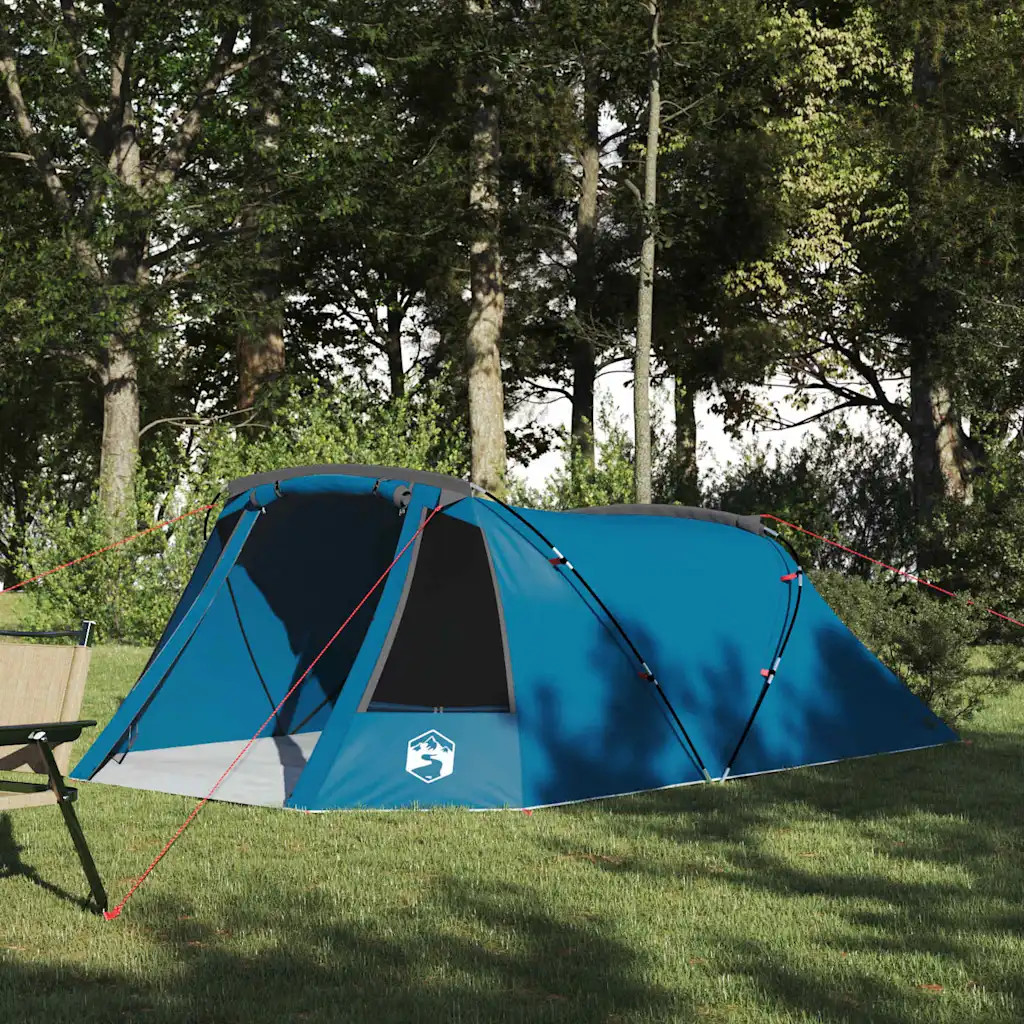 vidaXL Tunnel Tent 3-Person met dak Blauw en Grijs 328 x 228 x 115 cm 1 vidaXL Tunnel Tent 3-Person met dak Blauw en Grijs 328 x 228 x 115 cm