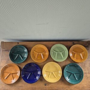 Vintage France Divided Sushi Fondue Dishes Plates 8-Pc Set Stoneware RETRO