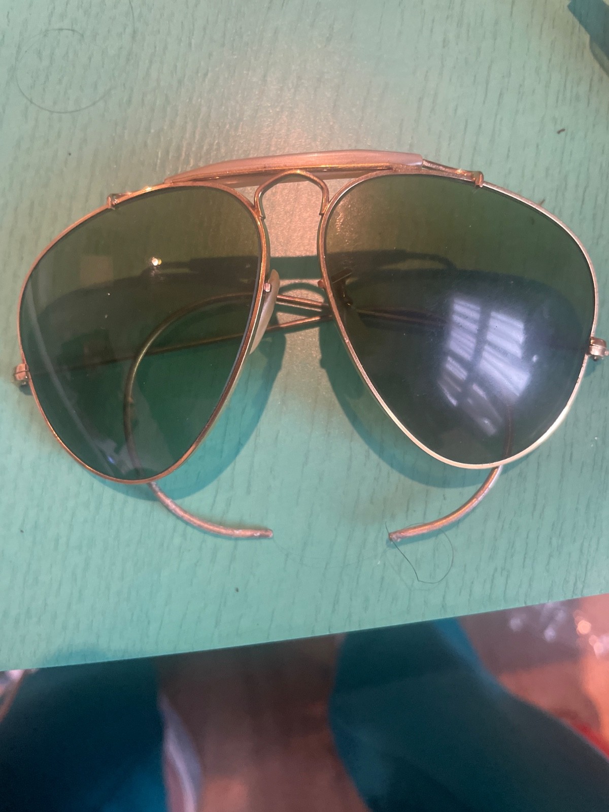 Vintage Ray Ban Bausch & Lomb Green Shooters Aviators 1950's 1 Vintage Ray Ban Bausch & Lomb Green Shooters Aviators 1950's