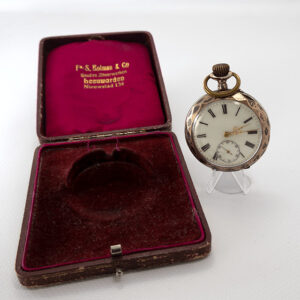 Antiek zilveren zakhorloge paard met doos