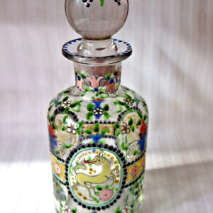 Antique Bohemian Moser glass enamel large scent decanter 1880-1900