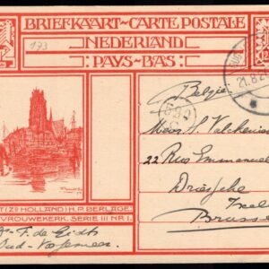 Postal Stationery Netherlands, 1926. Oud Vossemeer, to Brussel, Belgium. Dord
