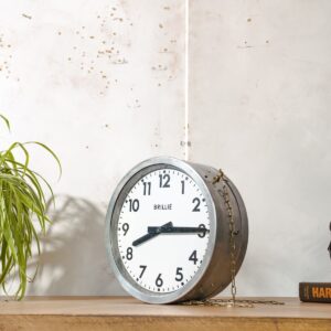 Vintage Brillié Double Sided French Station Clock, 32cm Industrial Railway Clock