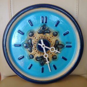Vintage Unique Kienzle Ceramic Wall Clock Blue/White AA Battery Powerd